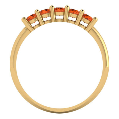 0.35 cttw Simulated Ruby Round Cut Yellow Gold Eternity Wedding Band