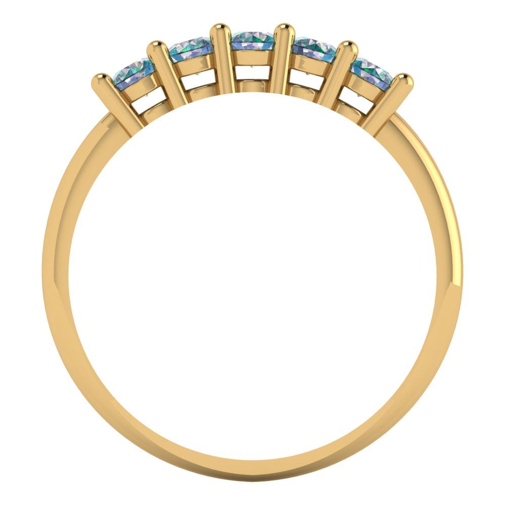 0.35 cttw Blue Moissanite Round Cut Yellow Gold Eternity Wedding Band