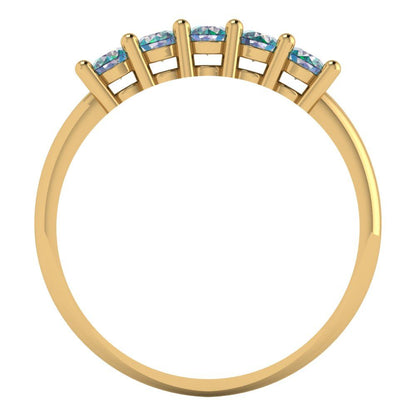 0.35 cttw Blue Moissanite Round Cut Yellow Gold Eternity Wedding Band