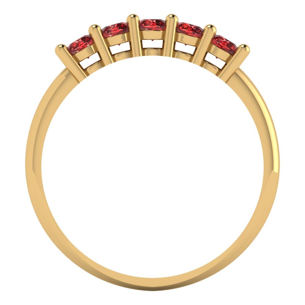 0.35 cttw Natural Garnet Round Cut Yellow Gold Eternity Wedding Band