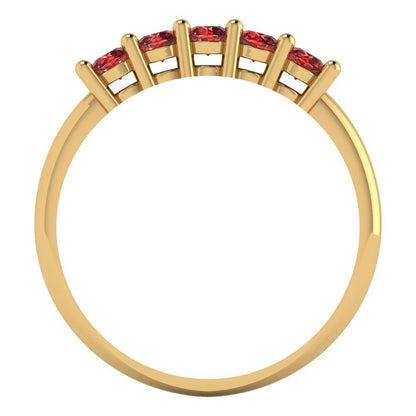 0.35 cttw Natural Garnet Round Cut Yellow Gold Eternity Wedding Band