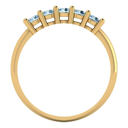 0.35 cttw Natural Sky Blue Topaz Round Cut Yellow Gold Eternity Wedding Band