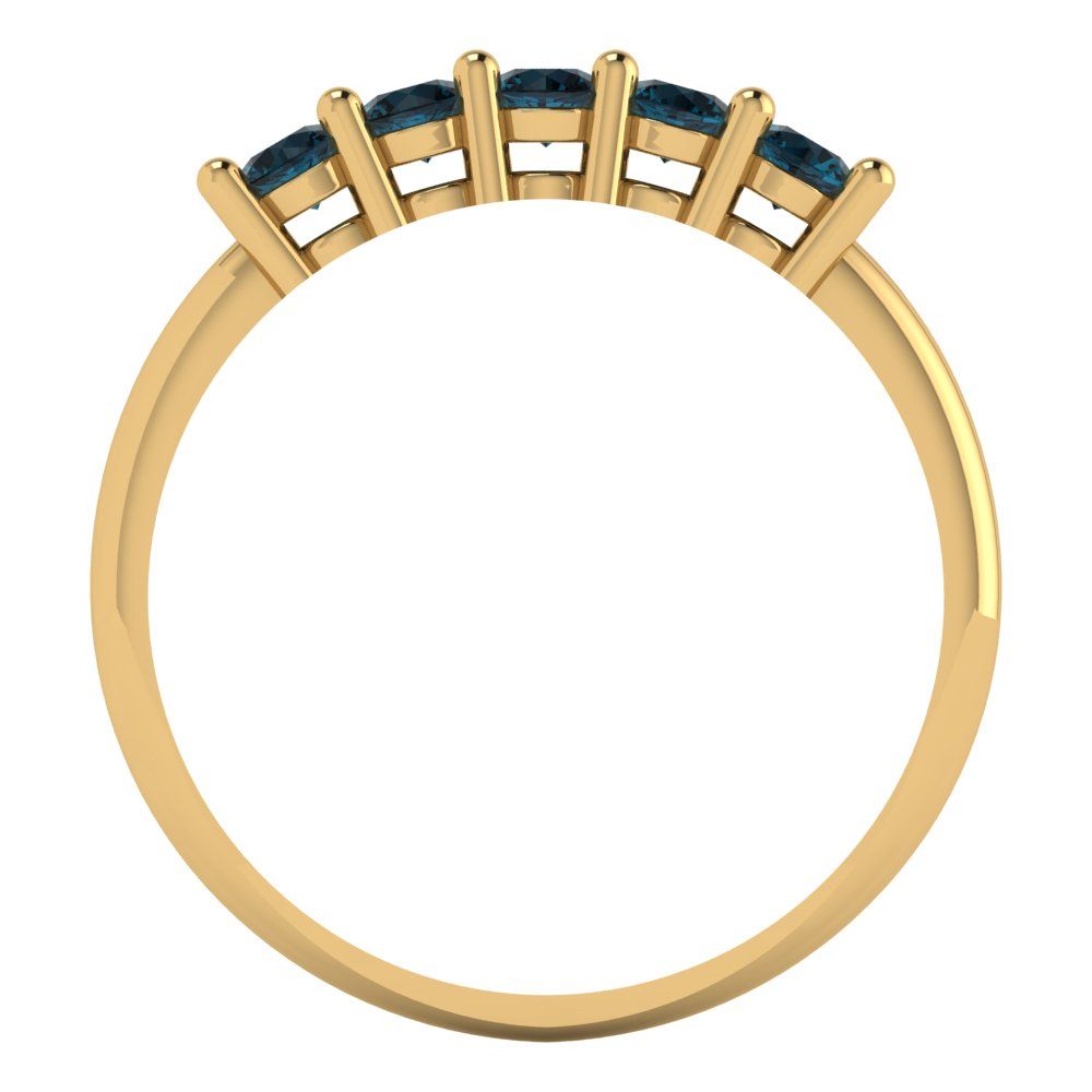 0.35 cttw Natural London Blue Topaz Round Cut Yellow Gold Eternity Wedding Band