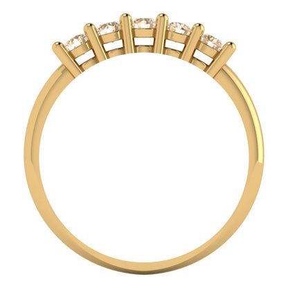 0.35 cttw Natural Morganite Round Cut Yellow Gold Eternity Wedding Band