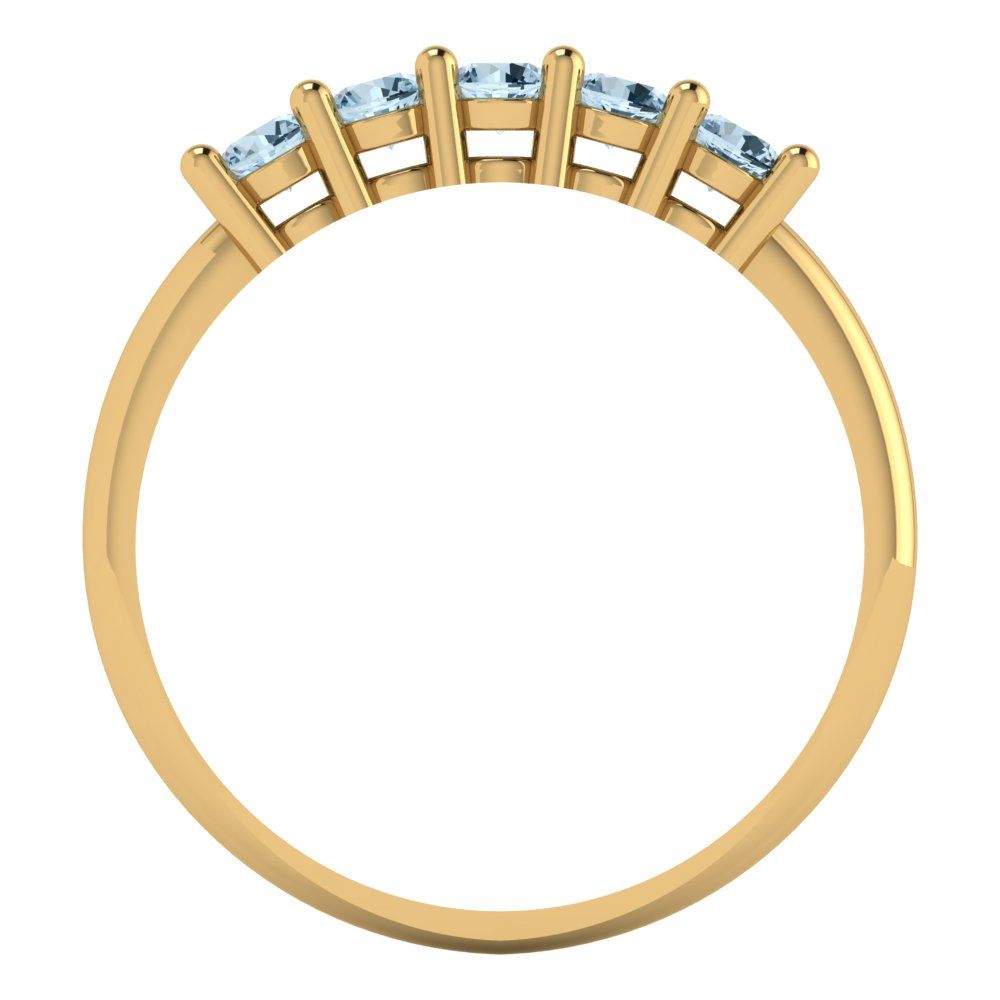 0.35 cttw Natural Aquamarine Round Cut Yellow Gold Eternity Wedding Band