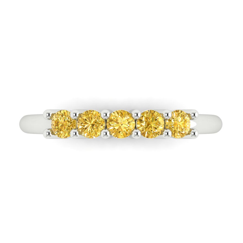 0.35 cttw Simulated Yellow Diamond Round Cut White Gold Eternity Wedding Band