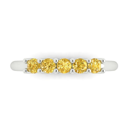 0.35 cttw Simulated Yellow Diamond Round Cut White Gold Eternity Wedding Band