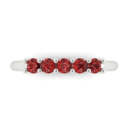0.35 cttw Natural Garnet Round Cut White Gold Eternity Wedding Band