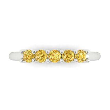 0.35 cttw Natural Citrine Round Cut White Gold Eternity Wedding Band