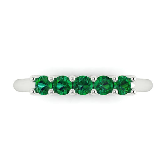 0.35 cttw Simulated Emerald Round Cut White Gold Eternity Wedding Band