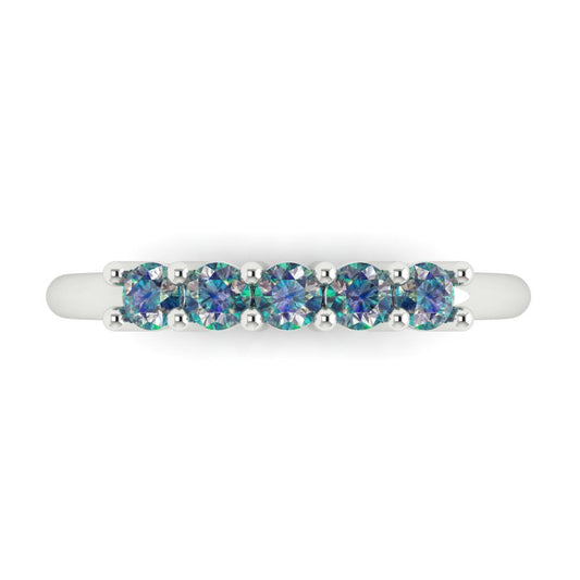 0.35 cttw Blue Moissanite Round Cut White Gold Eternity Wedding Band