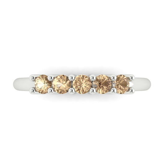 0.35 cttw Yellow Moissanite Round Cut White Gold Eternity Wedding Band