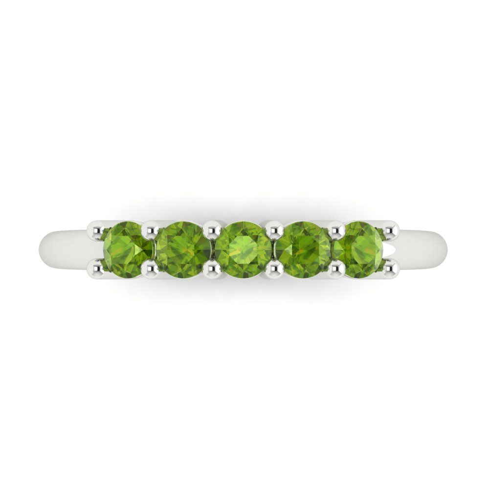 0.35 cttw Natural Peridot Round Cut White Gold Eternity Wedding Band