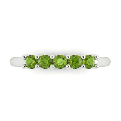 0.35 cttw Natural Peridot Round Cut White Gold Eternity Wedding Band