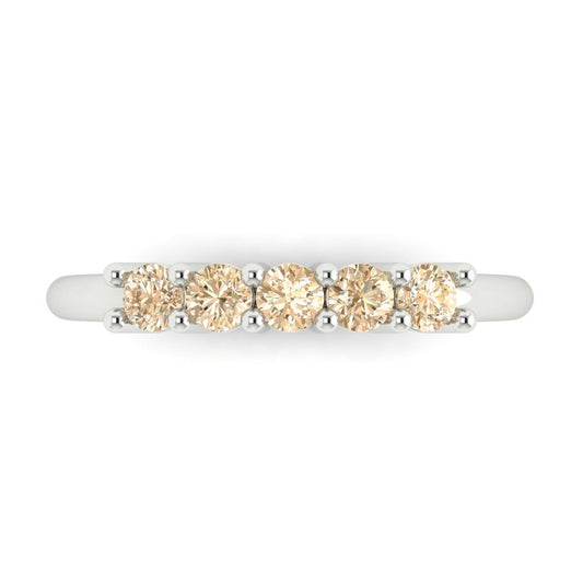 0.35 cttw Natural Morganite Round Cut White Gold Eternity Wedding Band