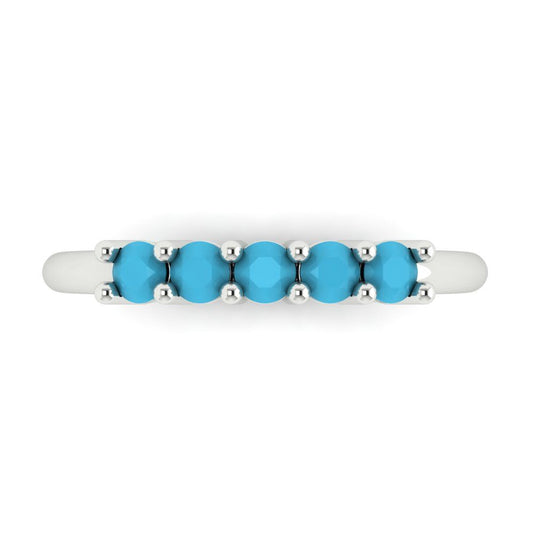 0.35 cttw Simulated Turquoise Round Cut White Gold Eternity Wedding Band
