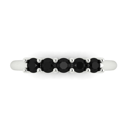 0.35 cttw Natural Onyx Round Cut White Gold Eternity Wedding Band