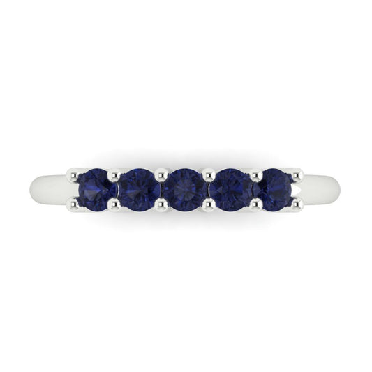 0.35 cttw Simulated Blue Sapphire Round Cut White Gold Eternity Wedding Band