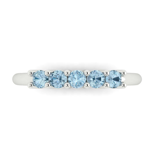 0.35 cttw Natural Swiss Blue Topaz Round Cut White Gold Eternity Wedding Band