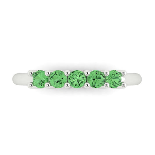0.35 cttw Simulated Green Diamond Round Cut White Gold Eternity Wedding Band