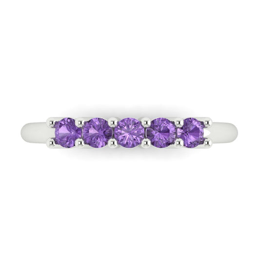 0.35 cttw Simulated Alexandrite Round Cut White Gold Eternity Wedding Band