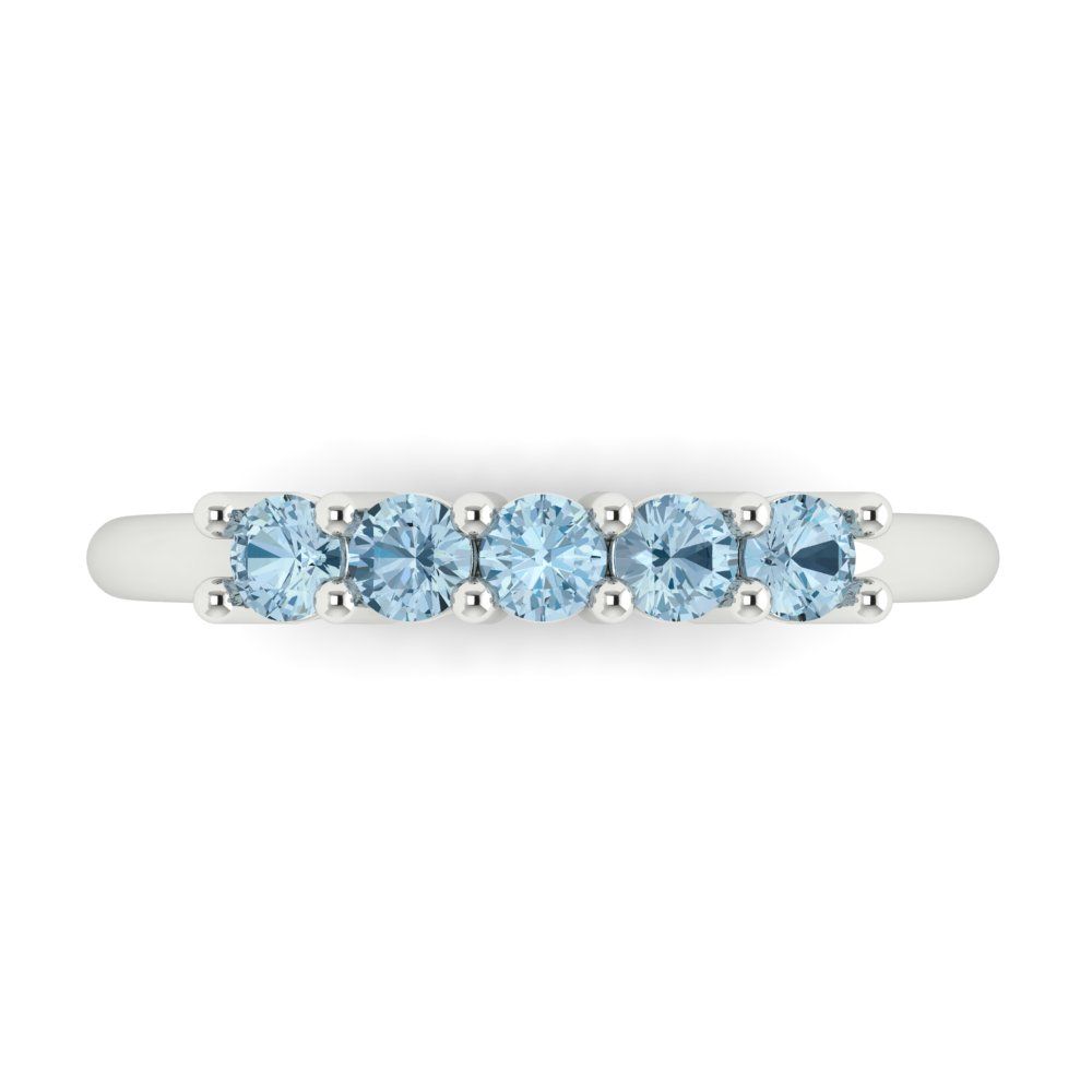 0.35 cttw Natural Sky Blue Topaz Round Cut White Gold Eternity Wedding Band