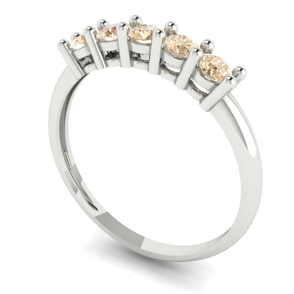 0.35 cttw Natural Morganite Round Cut White Gold Eternity Wedding Band