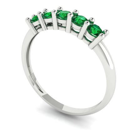 0.35 cttw Simulated Emerald Round Cut White Gold Eternity Wedding Band