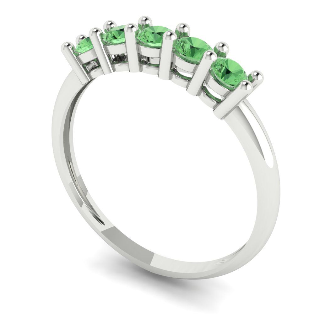 0.35 cttw Simulated Green Diamond Round Cut White Gold Eternity Wedding Band