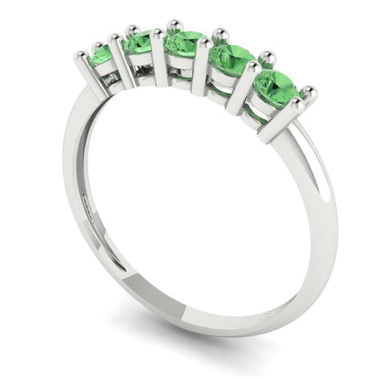 0.35 cttw Simulated Green Diamond Round Cut White Gold Eternity Wedding Band