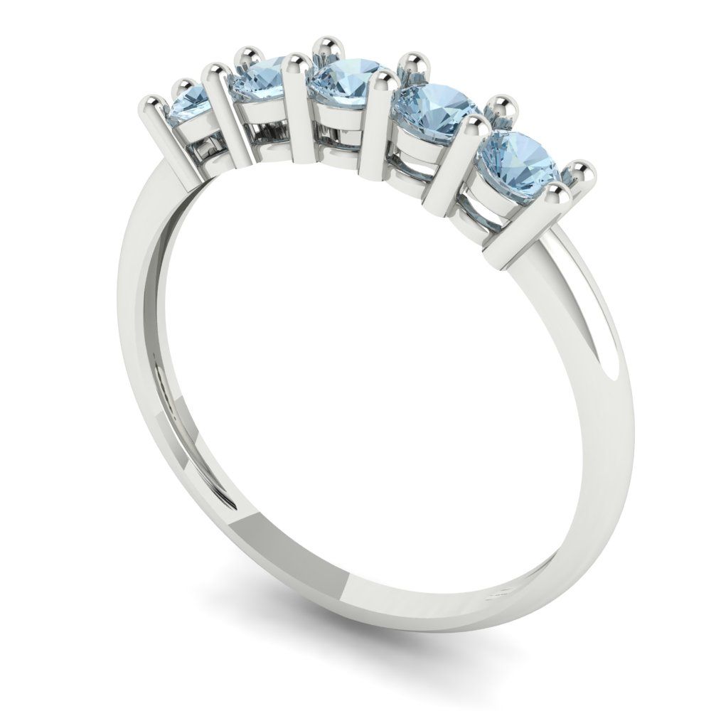 0.35 cttw Natural Sky Blue Topaz Round Cut White Gold Eternity Wedding Band