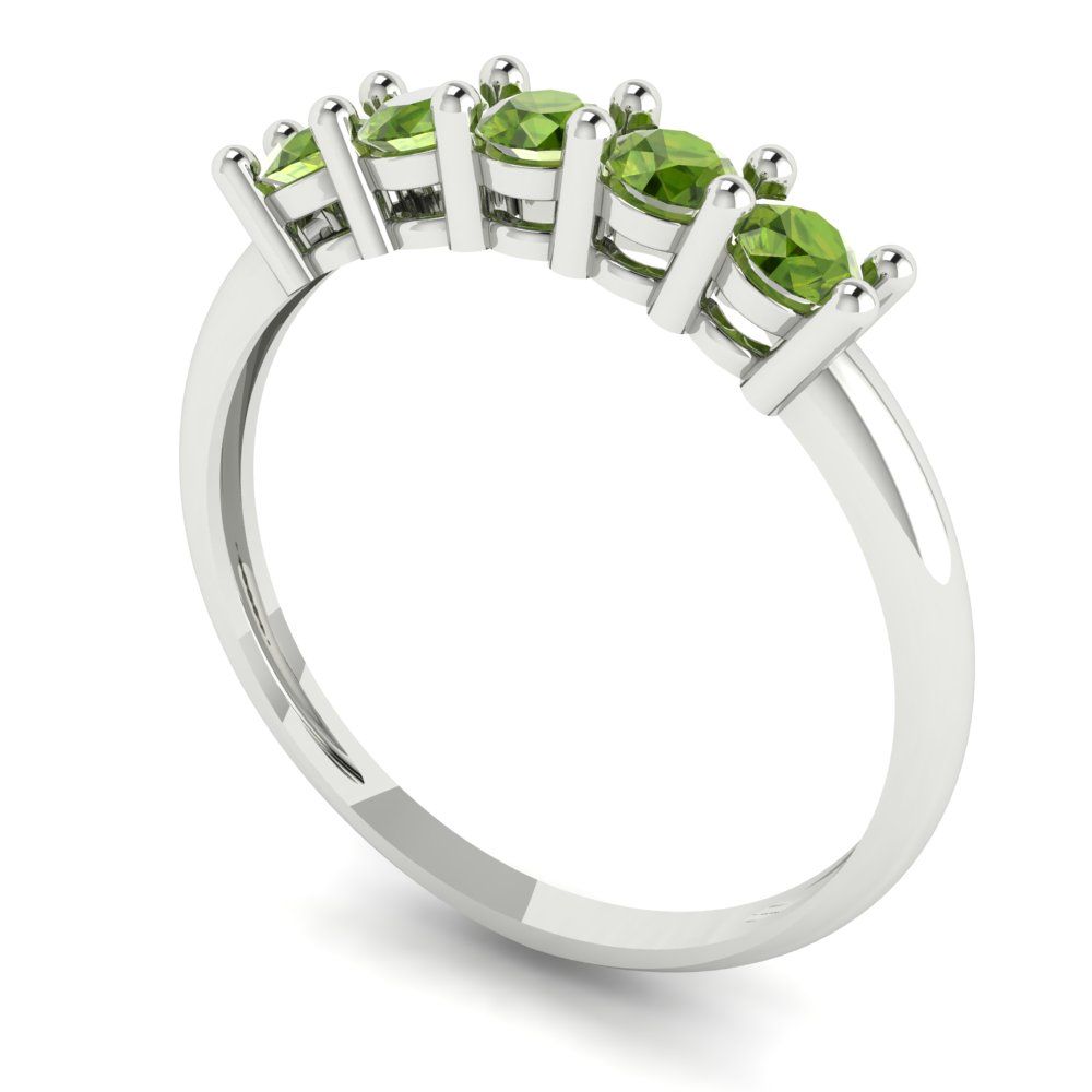 0.35 cttw Natural Peridot Round Cut White Gold Eternity Wedding Band