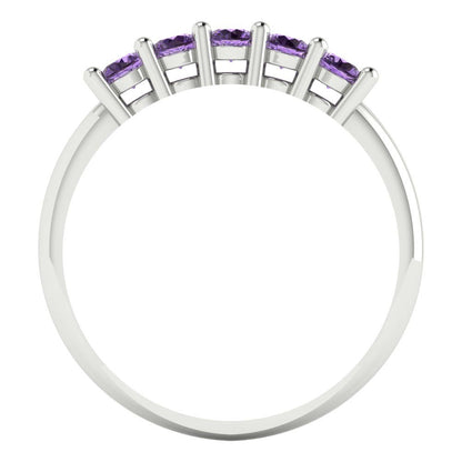 0.35 cttw Simulated Alexandrite Round Cut White Gold Eternity Wedding Band