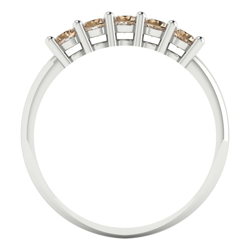 0.35 cttw Yellow Moissanite Round Cut White Gold Eternity Wedding Band