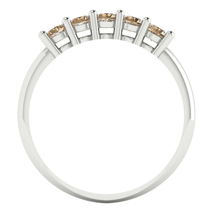 0.35 cttw Yellow Moissanite Round Cut White Gold Eternity Wedding Band