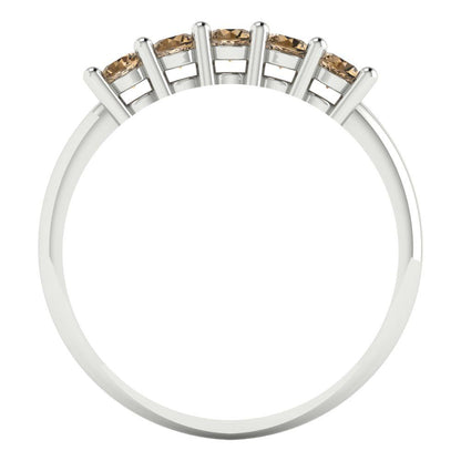 0.35 cttw Simulated Champagne Diamond Round Cut White Gold Eternity Wedding Band