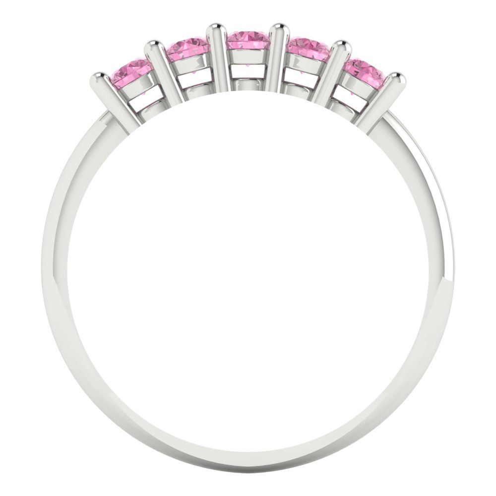 0.35 cttw Simulated Pink Diamond Round Cut White Gold Eternity Wedding Band