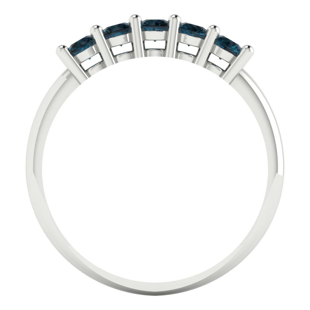 0.35 cttw Natural London Blue Topaz Round Cut White Gold Eternity Wedding Band