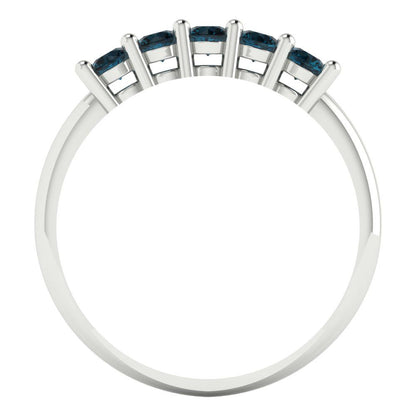 0.35 cttw Natural London Blue Topaz Round Cut White Gold Eternity Wedding Band