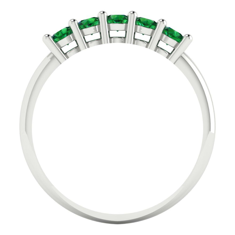 0.35 cttw Simulated Emerald Round Cut White Gold Eternity Wedding Band