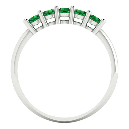 0.35 cttw Simulated Emerald Round Cut White Gold Eternity Wedding Band
