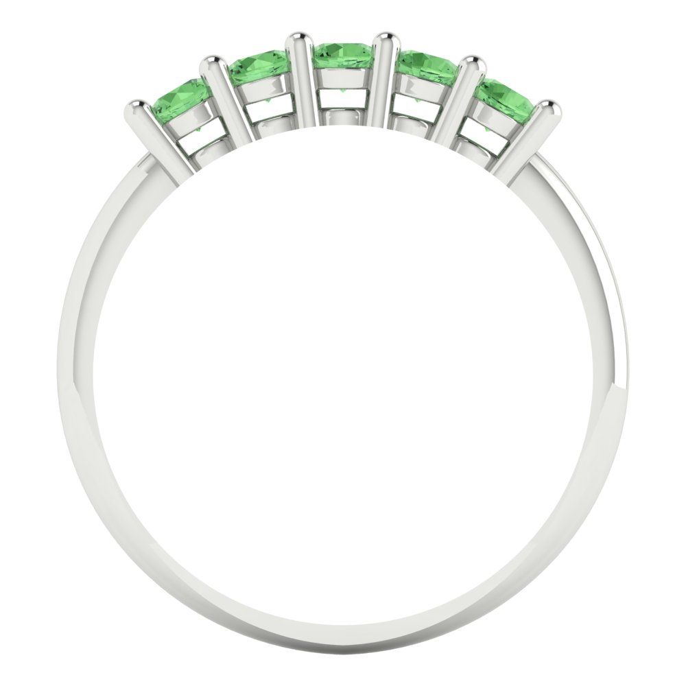 0.35 cttw Simulated Green Diamond Round Cut White Gold Eternity Wedding Band