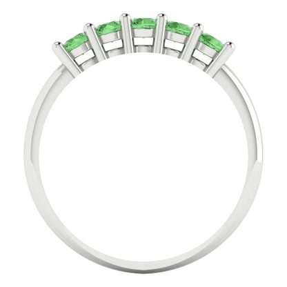 0.35 cttw Simulated Green Diamond Round Cut White Gold Eternity Wedding Band