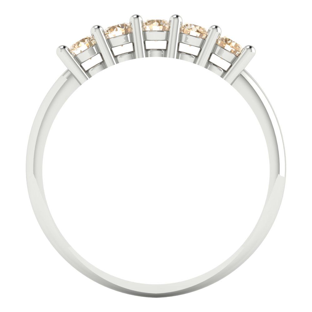 0.35 cttw Natural Morganite Round Cut White Gold Eternity Wedding Band