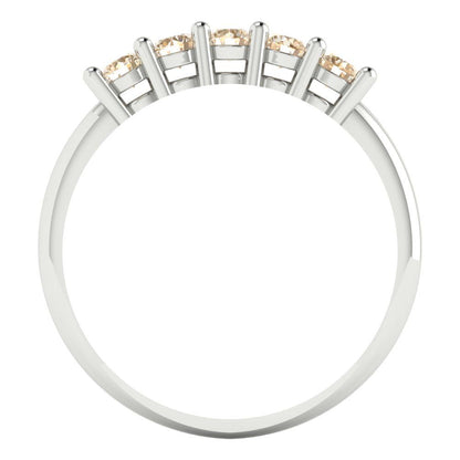 0.35 cttw Natural Morganite Round Cut White Gold Eternity Wedding Band