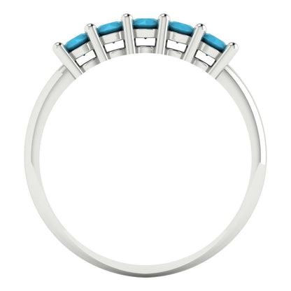 0.35 cttw Simulated Turquoise Round Cut White Gold Eternity Wedding Band