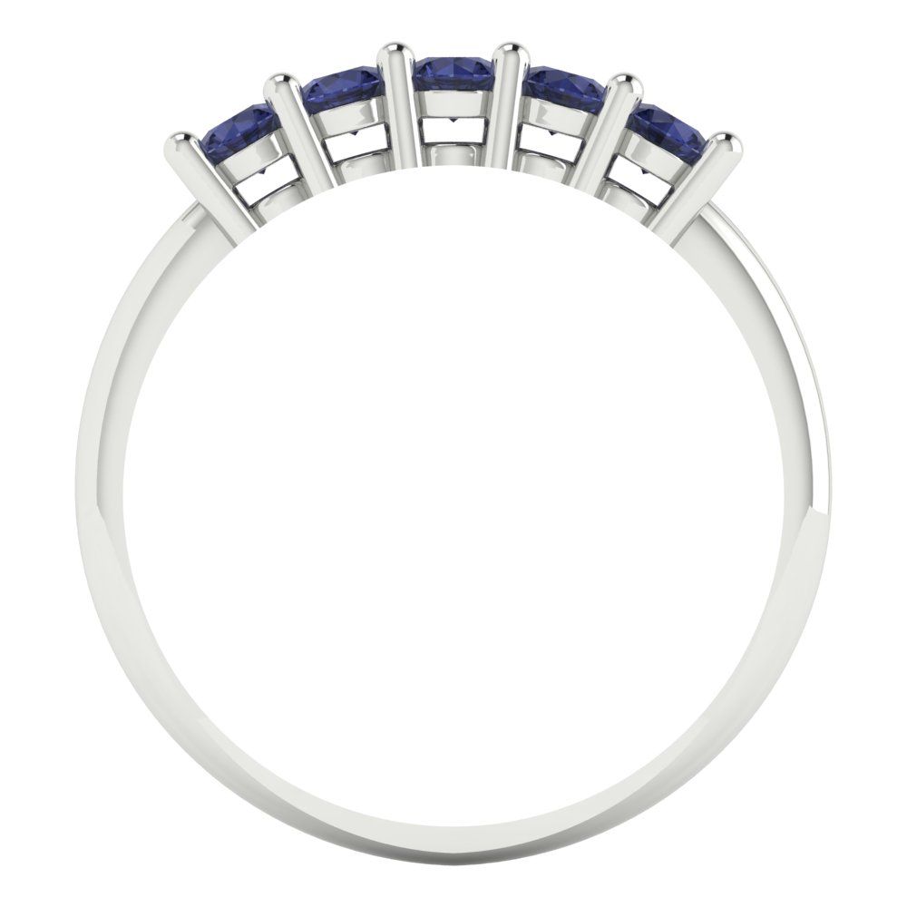 0.35 cttw Simulated Blue Sapphire Round Cut White Gold Eternity Wedding Band