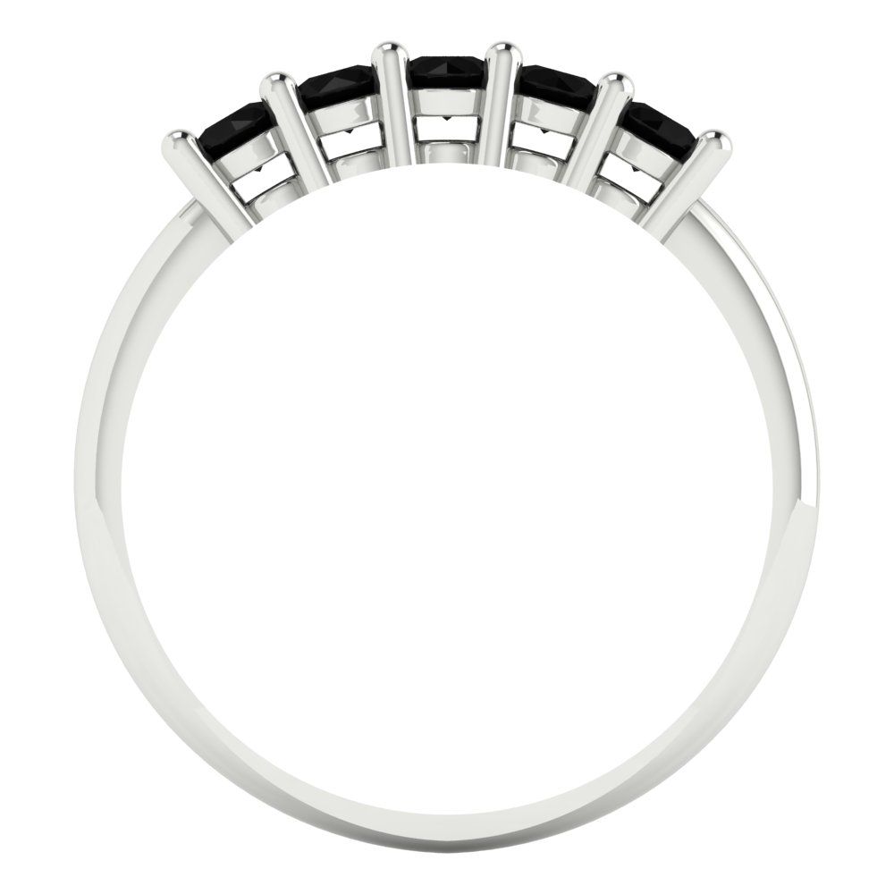 0.35 cttw Natural Onyx Round Cut White Gold Eternity Wedding Band