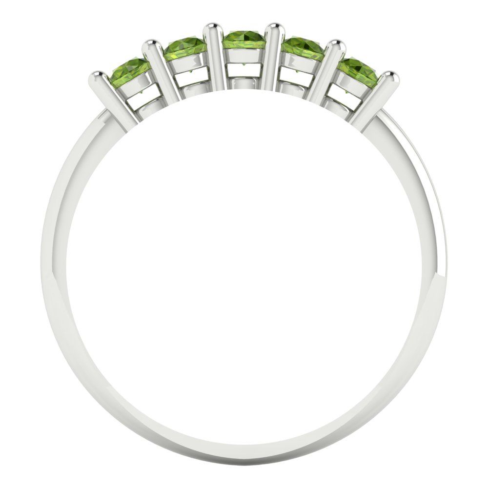 0.35 cttw Natural Peridot Round Cut White Gold Eternity Wedding Band