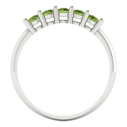 0.35 cttw Natural Peridot Round Cut White Gold Eternity Wedding Band